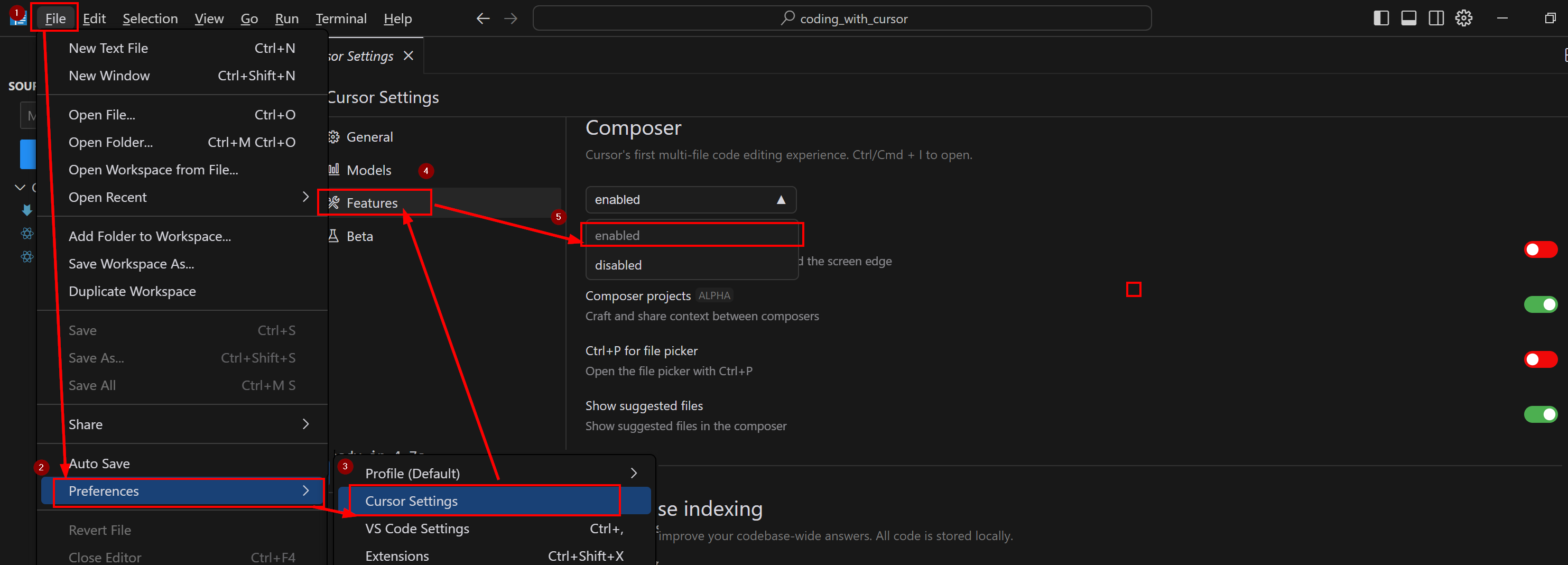 Cursor - Composer mode activation