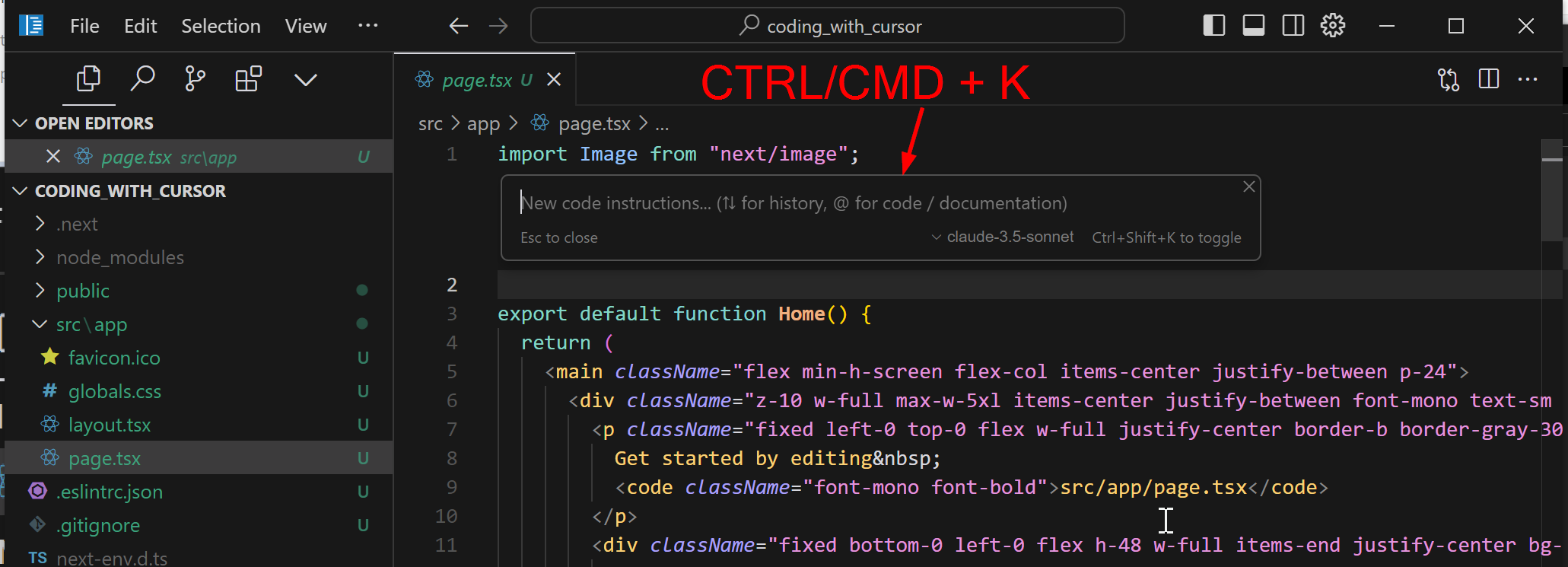 Cursor - CTRL/CMD + K