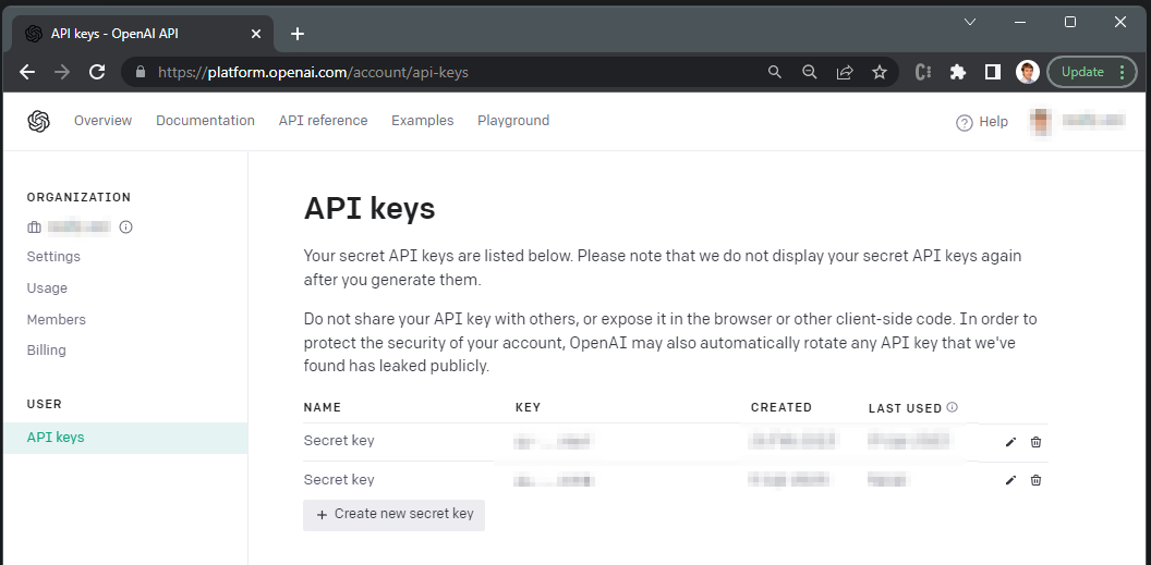 Creating an OpenAI key